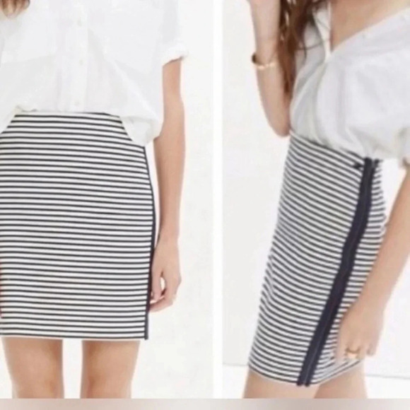 Madewell | Classic Preppy Eventide Stripped Side Zip Pencil Skirt Size S Small - Picture 1 of 5